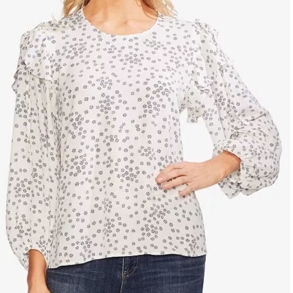 Vince Camuto Womens Tied Flutter Sleeve Blouse - Picture 1 of 8
